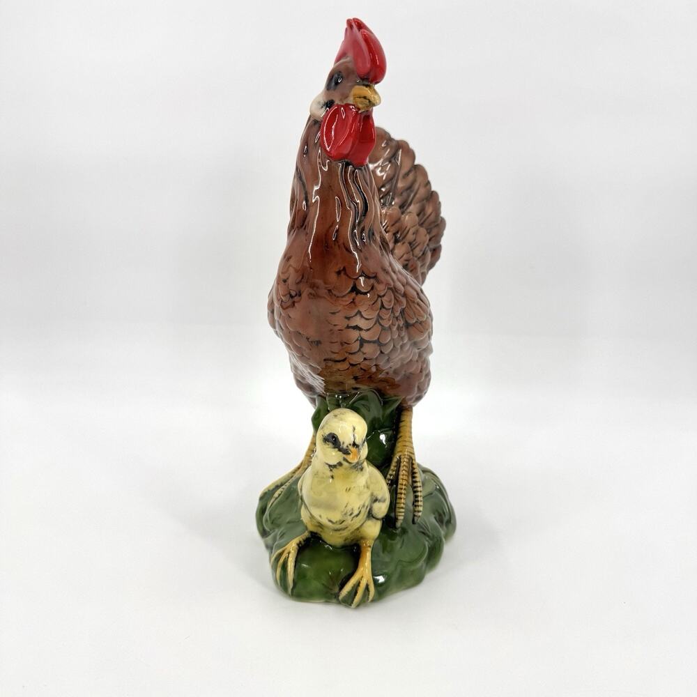 Atlantic Mold Ceramic Hen & Chick Figurine 13.5” Hand Painted Vintage Glazed - Picture 6 of 16